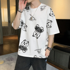 M-8xl large neutral short sleeve cartoon printing popular summer T-shirt fashion brand high quality pure cotton