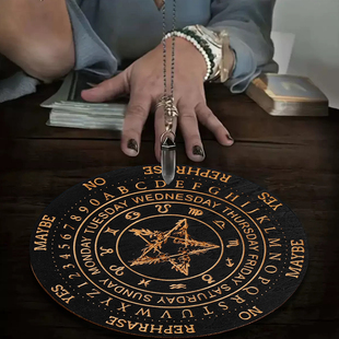 木质装饰板15cm黑色灵摆五芒星形态信息决策板水晶展示底座wicca