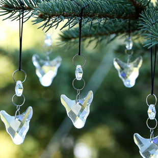 阳光捕手透明牛角羊头玻璃水晶棱镜吊坠酒店珠帘门帘配件庭院装饰