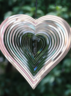 3D可旋转20cm爱心风铃风转曼陀罗花园庭院挂件阳台婚礼婚庆装饰品