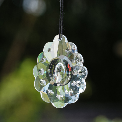 透明孔雀屏水晶玻璃摆件装饰品