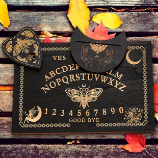 黑木板激光雕刻信息决策板威卡底座游戏卡牌道具装日月星交流女巫