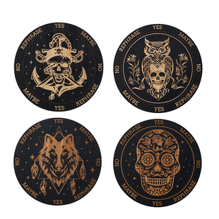 海盗船锚狼猫头鹰雕刻信息装饰板塔罗水晶能量决策板灵摆木垫底座