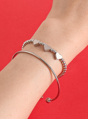 爱心手链两件套气质桃心手环叠搭