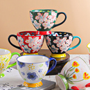 清仓手绘釉下彩大容量陶瓷杯咖啡杯燕麦杯高颜值早餐杯微波炉碗杯