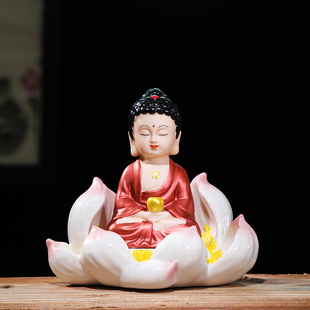 饰品 禅意陶瓷如来精品汽车摆件观音保平安佛像车载车内高档香水装
