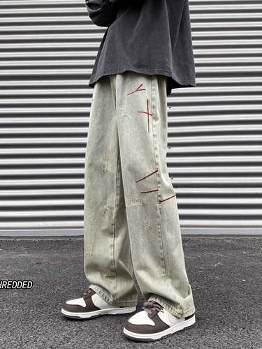 Осенние джинсы, ретро штаны, свободный прямой крой
