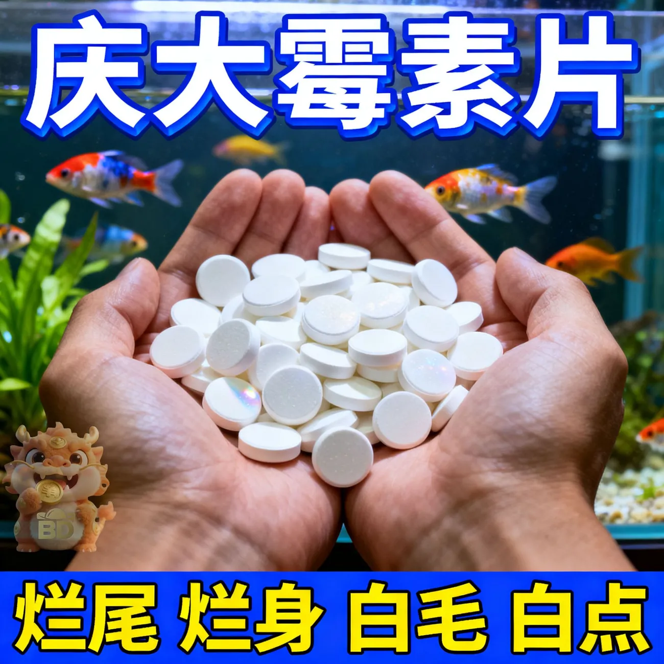 鱼缸净水片除藻净化水质安全不伤鱼除臭杀菌鱼缸净水剂庆大霉素片