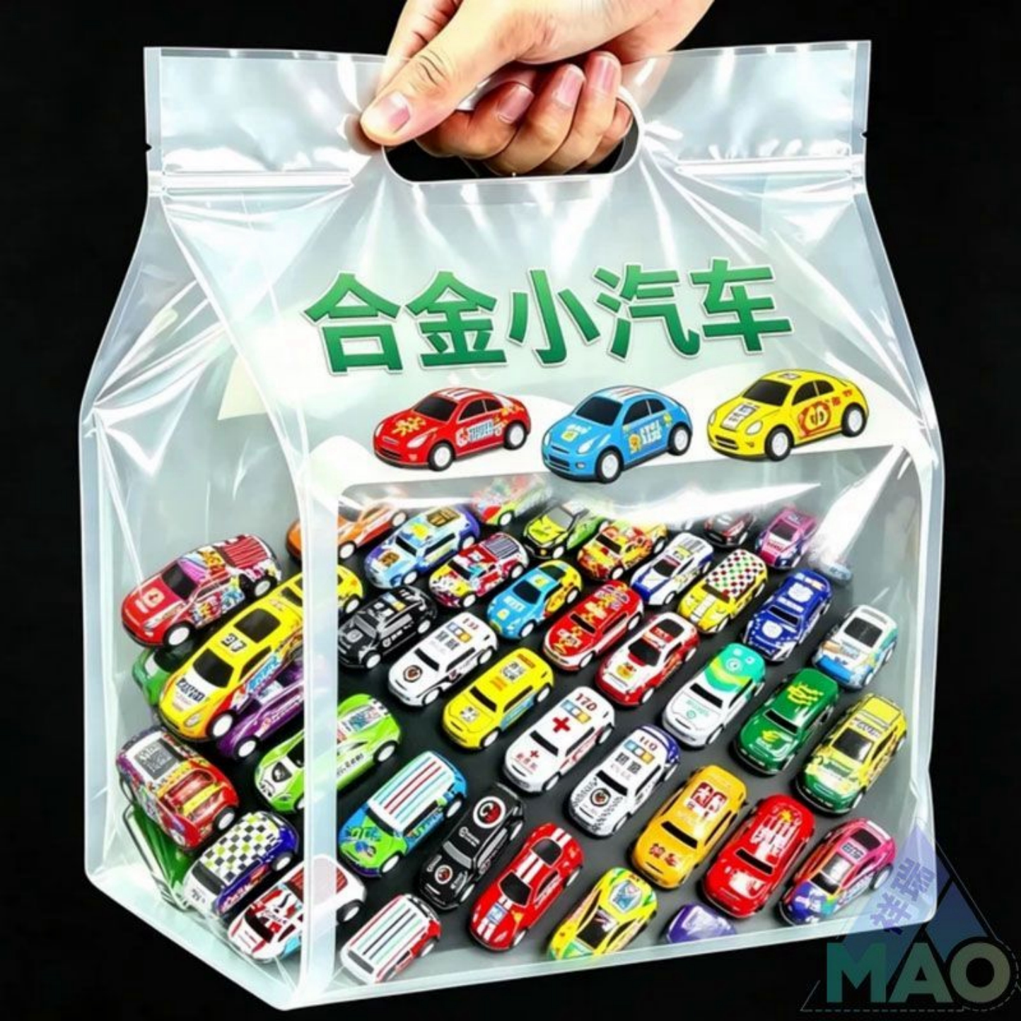 彩印儿童小汽车迷你双层合金透明回力惯性男孩玩具幼儿园礼品赛车