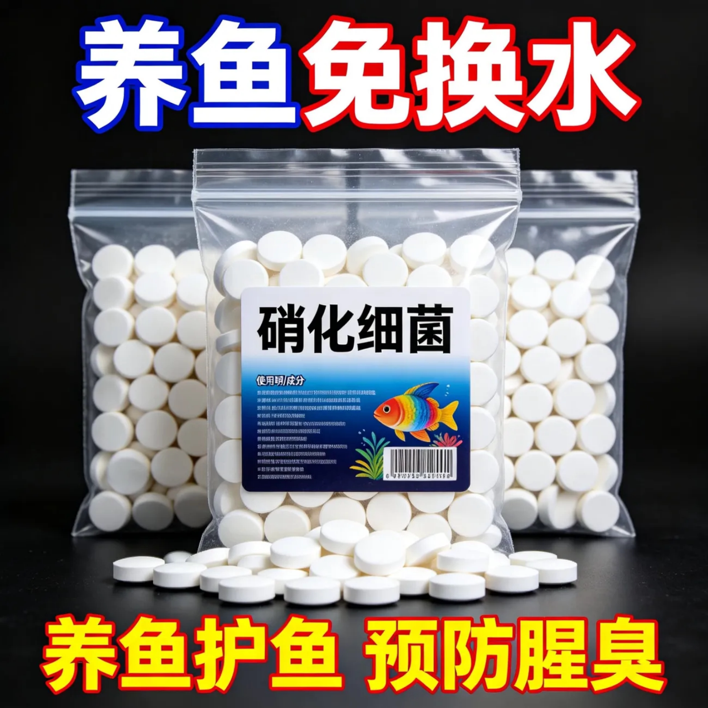 硝化细菌片养鱼护鱼预防腥臭鱼缸水质稳定剂免换水抗菌片净化水质