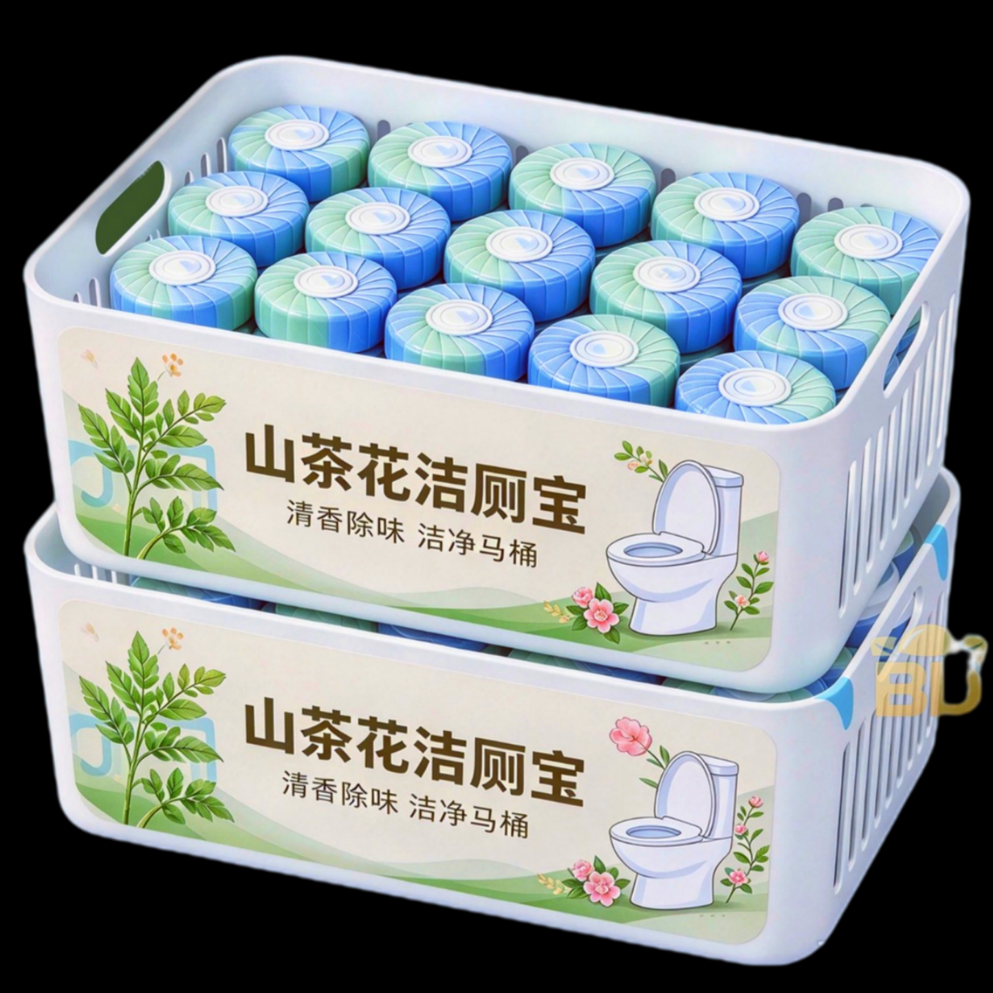 山茶花香双色双效洁厕宝爆款厕所卫生间马桶清洁除垢除臭留香厕块