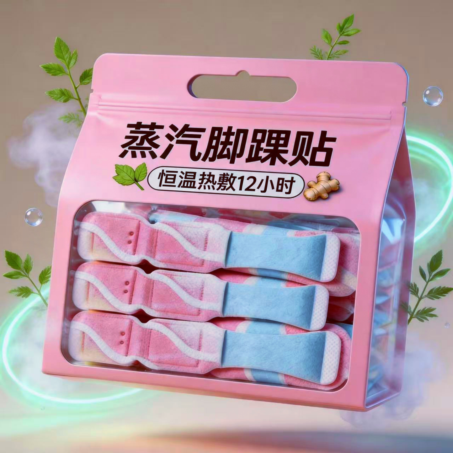 蒸汽足贴三阴交自发热贴艾灸脚踝热贴艾草热敷温养暖脚底贴暖宝宝