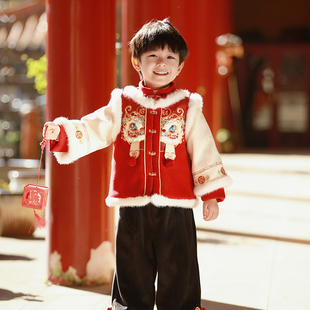 男童拜年服冬季2025新款汉服儿童国风过年服宝宝唐装喜庆新年衣服