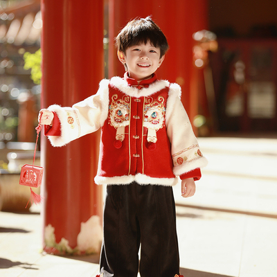 男童拜年服冬季2026新款汉服儿童国风过年服宝宝唐装喜庆新年衣服