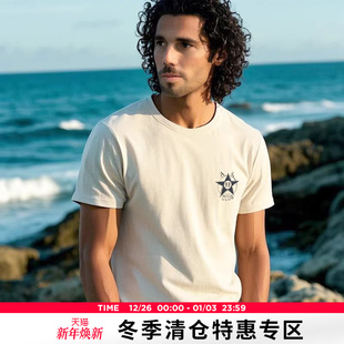 字母印花短袖 AK男装 复古合体版 新款 T恤男百搭圆领透气纯棉 夏季