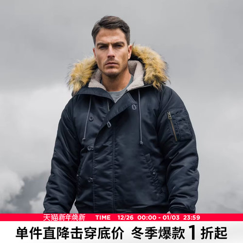 ak复古n2b飞行员连帽棉服