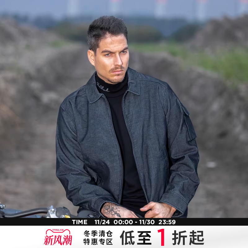 新款印花灯芯绒美式潮流教练夹克