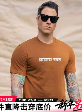 AK男装春季新款The Great Escape做旧字母复古纯棉重磅印花T恤