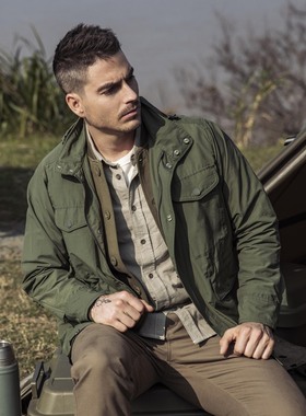 AK男装秋季新款M65男士休闲复古立领宽松薄款夹克工装外套男