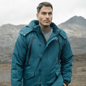 AK男装 N3B户外科技感复合防风防雨可脱卸帽中长棉服男 秋冬新款