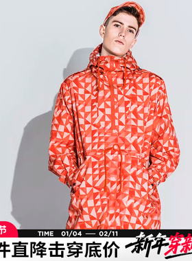 AK男装 春新款精锐系列AnniAlbers印花中长款连帽smock男士风衣