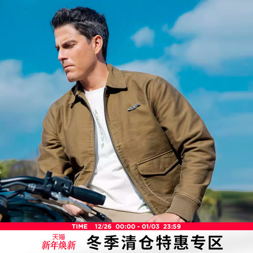 ak男装春季新款复古翻领夹克翻领