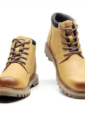DONGWU CAT男鞋户外工装鞋中帮真牛皮短靴马丁靴P721555