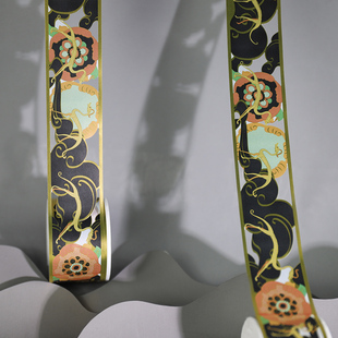 倾风乾云 镂空胶带赤金走龙纹中国风手账装饰贴琵琶烫金贴纸