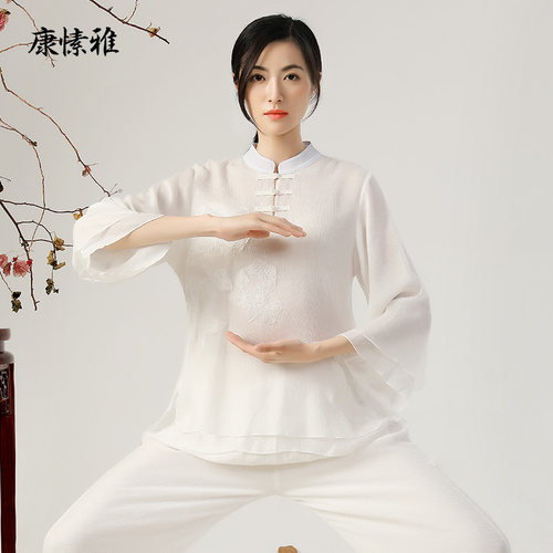 太极服女新款飘逸秋冬套装双层