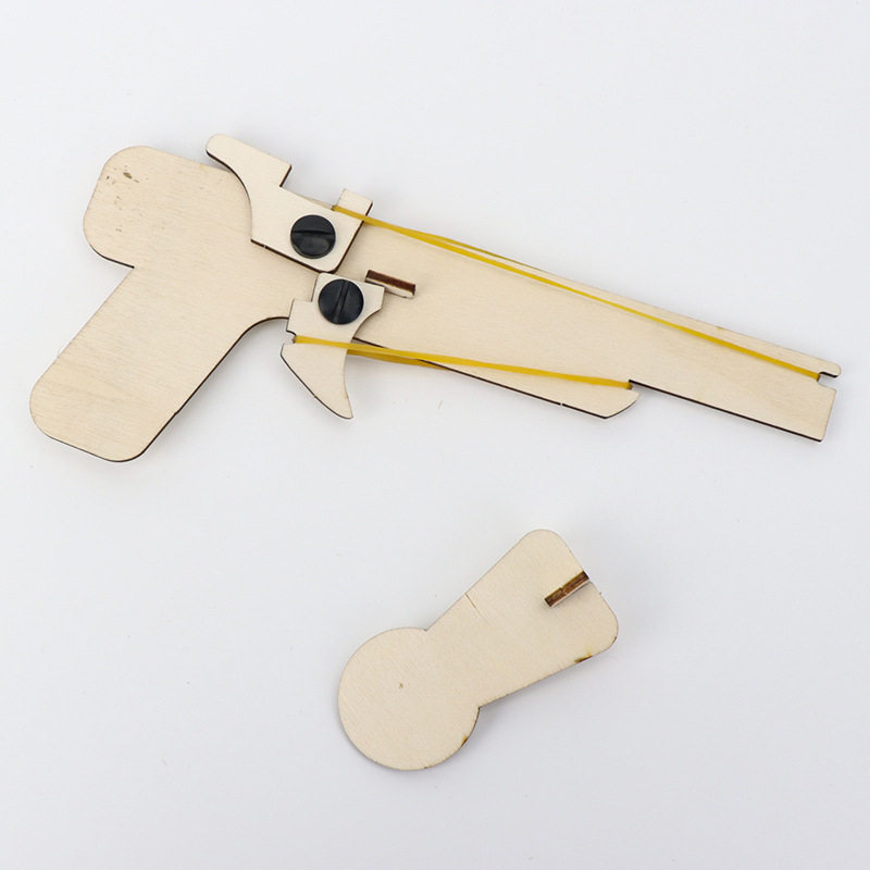 木制橡皮筋枪模型diy手工拼装科技小制作发明学生儿童实验玩教具