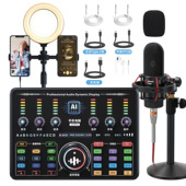 公会中文直播声卡AI智能语音PK直播 苹果手机电脑直播 48V声卡套装