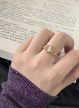 柘城钻石钻石之乡新中式白月光冰透仿玉髓戒指女轻奢小众高级感指