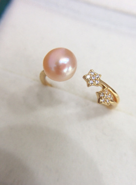 诸暨珍珠高品质天然淡水珍珠精致可爱珍珠戒指开口戒直播手饰