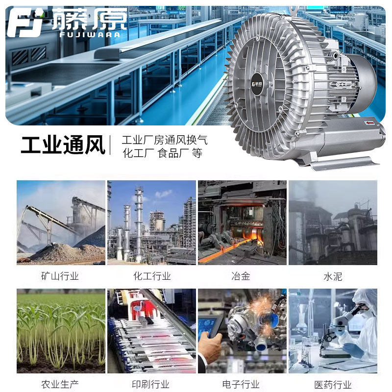 藤原漩涡风机高压鼓风机鱼塘增氧泵增氧机大功率吹吸两用工业风机