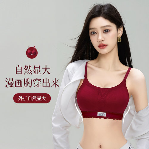 漫画外扩内衣女士加厚聚拢显胸大秋冬无钢圈小胸平胸文胸