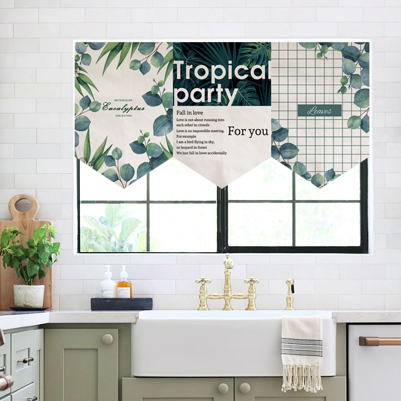 小清新欧式短帘北欧厨房卧室装饰