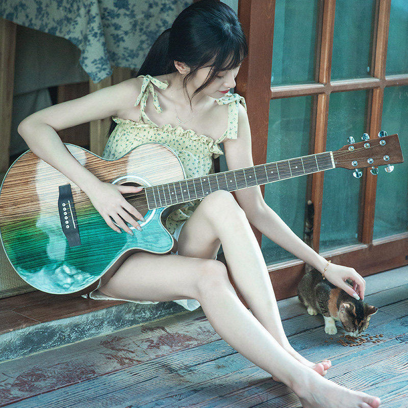 雅馬哈音效41寸亮光单板民谣吉他初学者女生男生专用新手学生自学