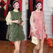 法式 2026春季 设计感上衣 新中式 气质长袖 新款 盘扣马甲国风连衣裙