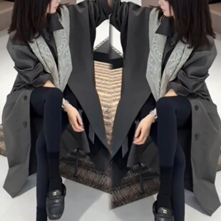 深灰色长款风衣外套女2026秋季新款高级感通勤休闲宽松廓形大衣潮