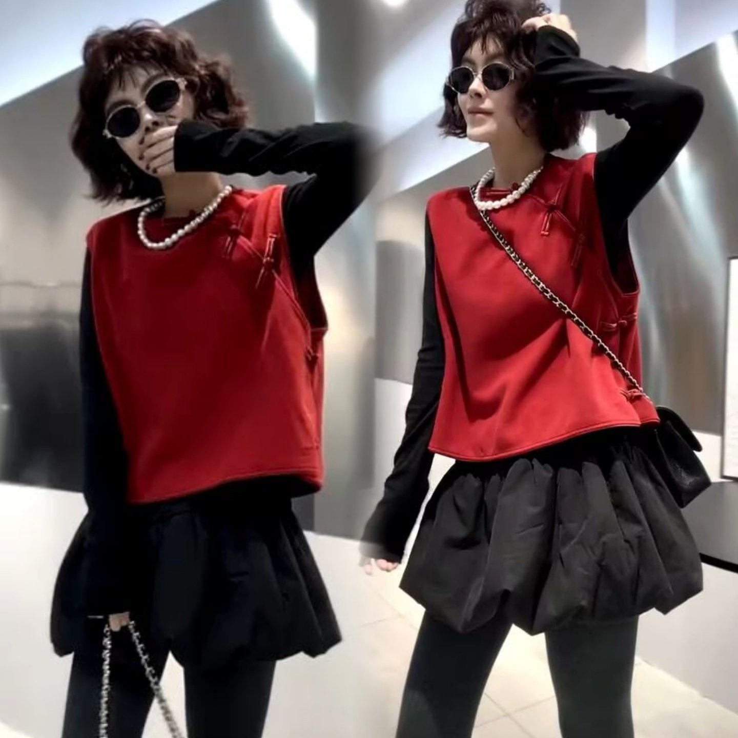 2026春季新款气质高级国风马甲+打底衫+加棉短裙时尚洋气三件套装,女装/女士精品,时尚套装,淘宝优惠券,粉丝福利购,淘宝优惠卷