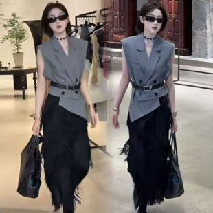 2026春夏新款小众设计感气质不规则西装马甲女酷飒御姐范百搭上衣