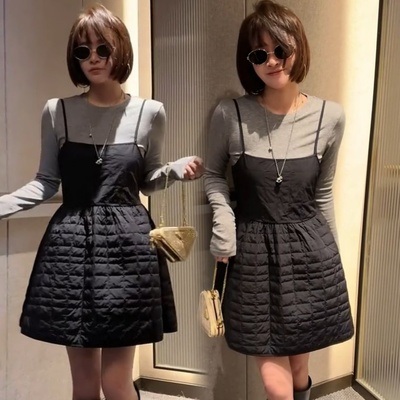 小个子蓬蓬裙休闲A字裙+打底衫女