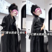 洋气长款 202秋季 欧货时尚 爆款 水洗PU皮衣外套蛋白皮大衣风衣 新款