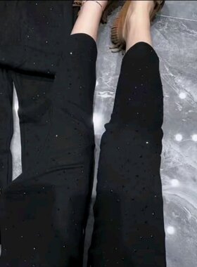 气质休闲裤弹力亮钻八分小脚裤女