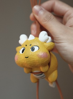 甲辰龙年肥龙在天新品木雕挂件