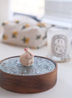 不土 兔子首饰盒 原创胡桃木项链戒指耳饰饰品收纳盒桌面摆件礼物