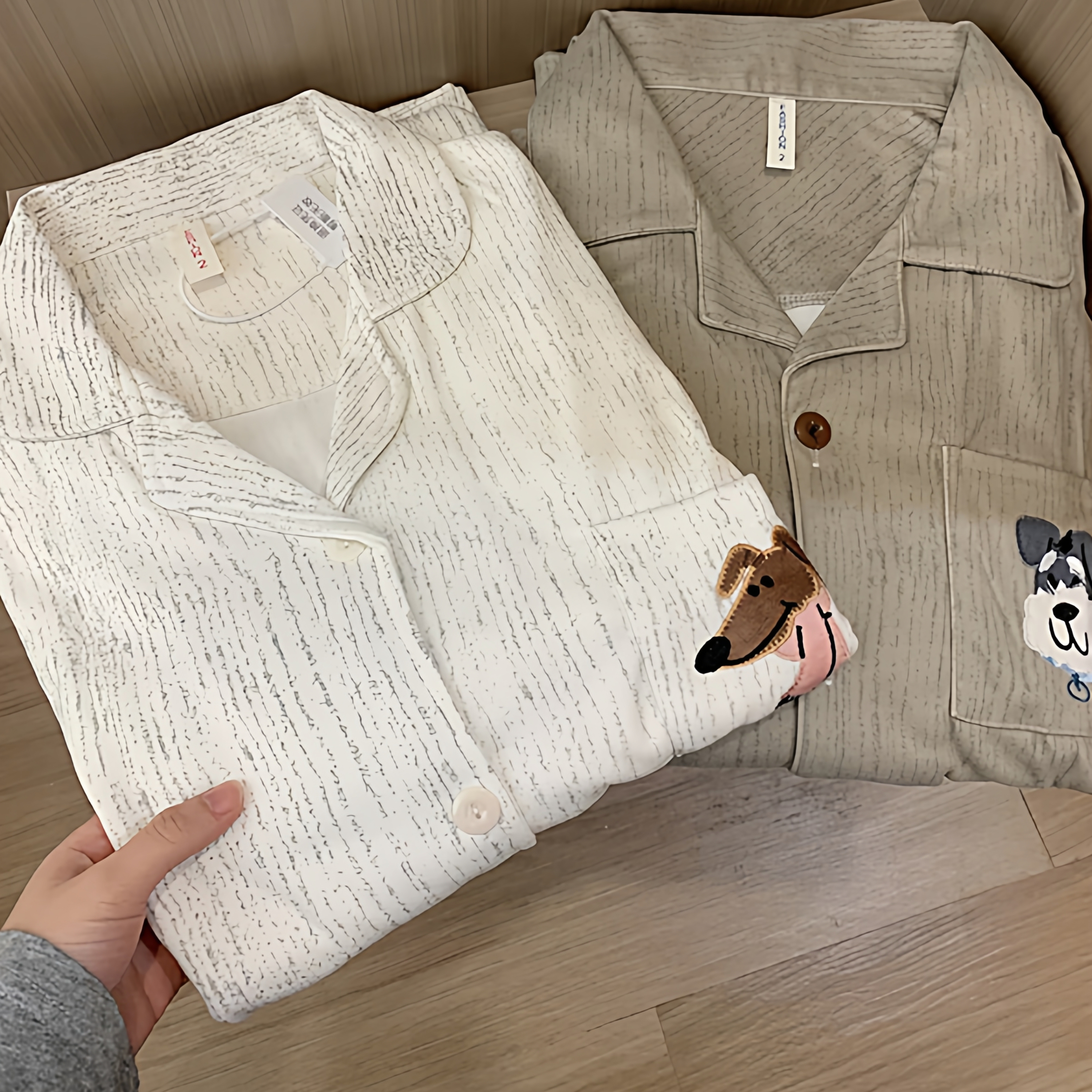 卡通小狗德绒情侣睡衣秋冬家居服