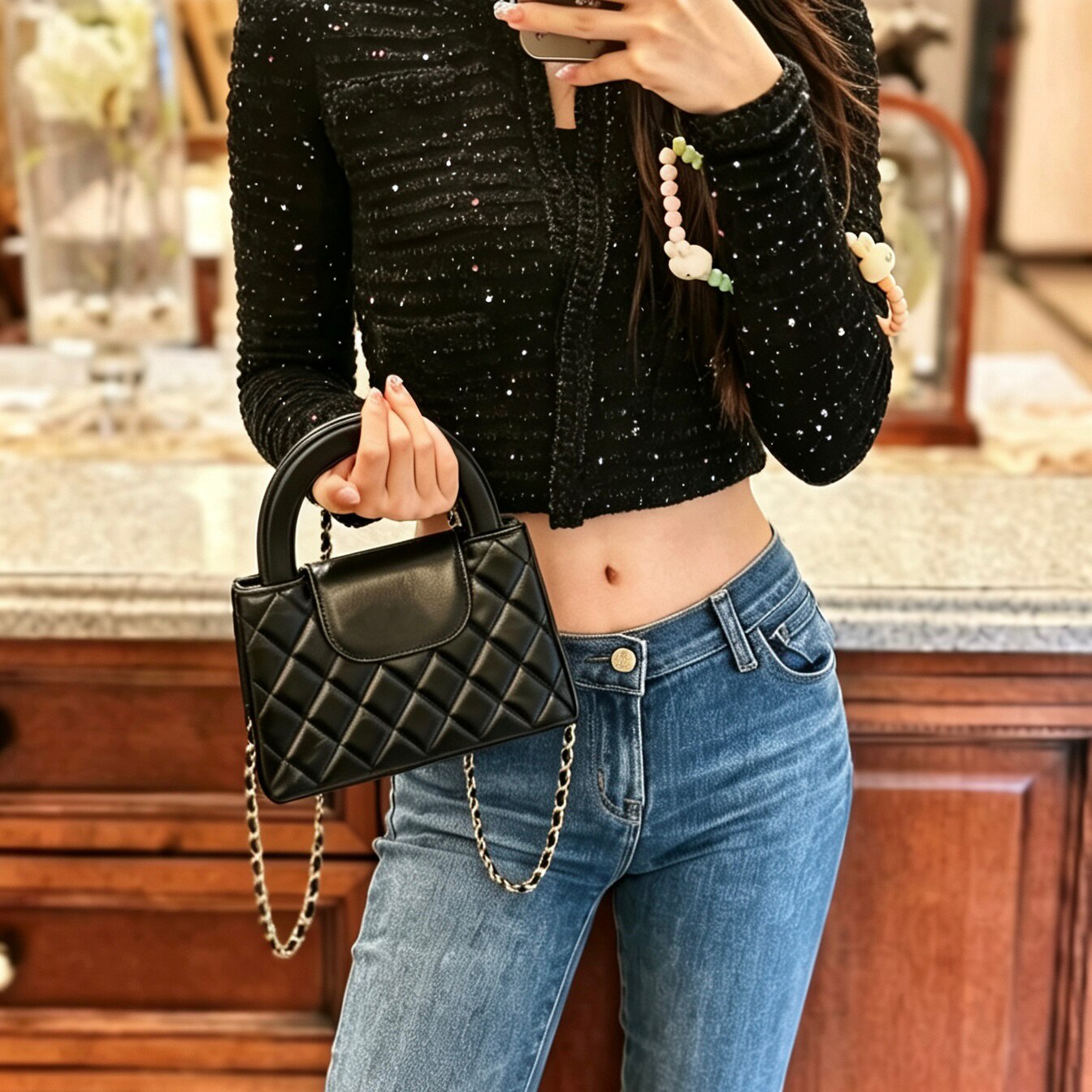 【25a凯莉】简约风黑色小方包通用款女包