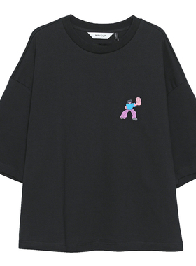 MOVEUP幻走2024秋季新款立体印花设计师短款T恤女124310525