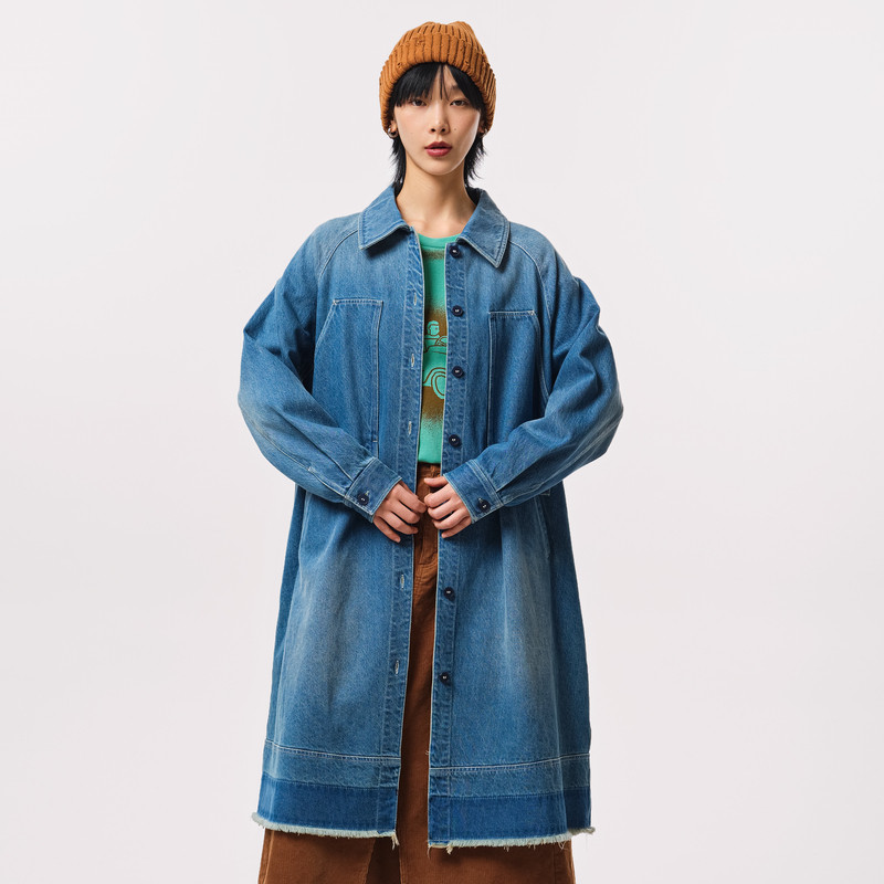 MOVEUP幻走2023秋季新款.FUN系列多口袋洗水毛边设计师牛仔外套女